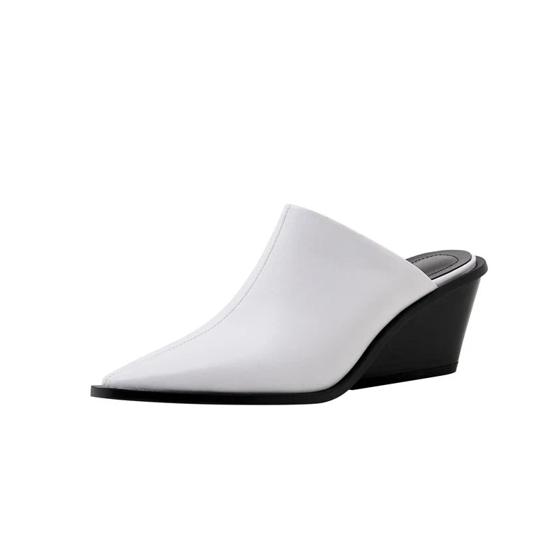 Kaky's Cow Pasted Leather Pointed Wedge Heels
