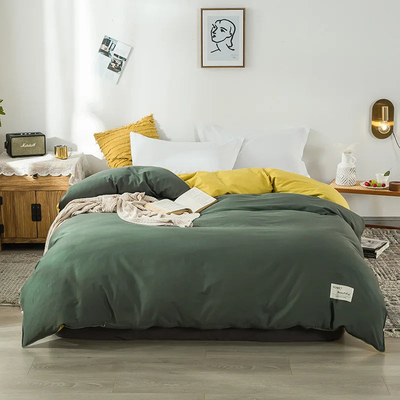 1PC Cotton Single Double Quilt Cover Simple Solid Color Korean Version Duvet Covers Skin Friendly Bedding Comforters Covers