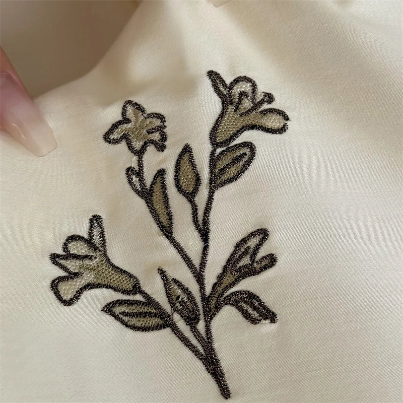 Flowers Embroidery Luxury Bedding Set