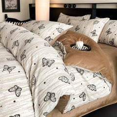 Winter Warm Velvet Duvet Cover Set Printed Queen Bedding Set