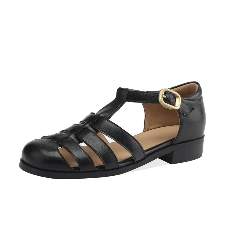 Round Head Leather Comfortable Low Heel