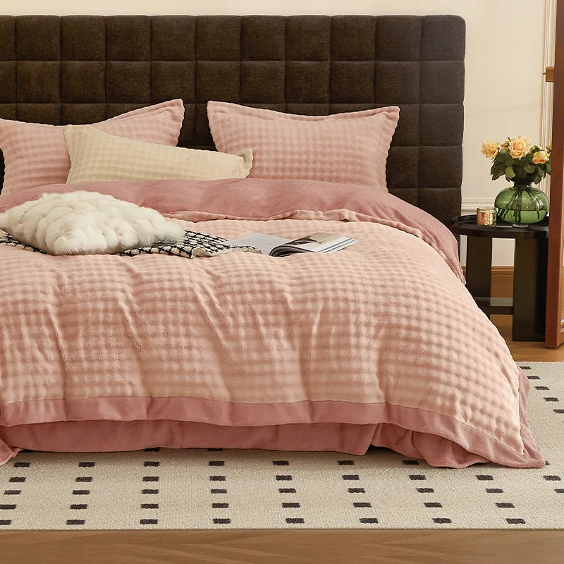 Winter Coral Velvet Warm Bedding Set