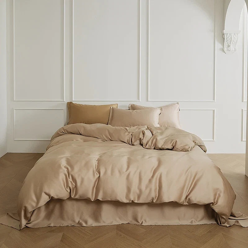 600TC Lyocell Soft Silky Cooling Solid Color Bedding Set