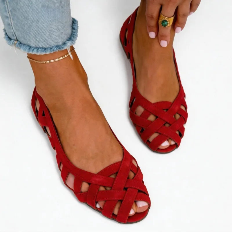 Faux Suede Woven Flat Sandals