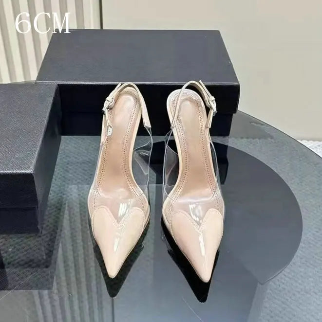 Heart-Shaped Transparent High-Heeled Sandals