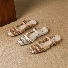 sheepskin woven low Heel