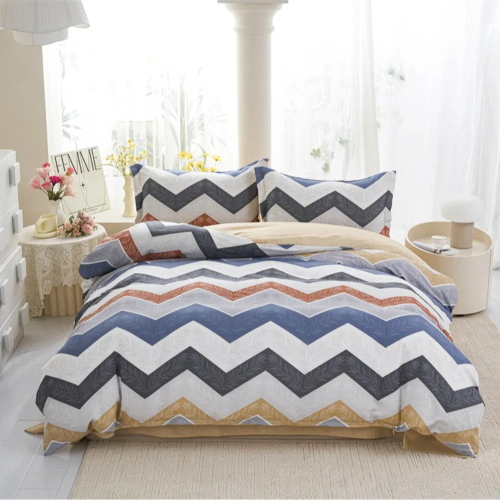 100% Cotton 4 Piece Bed Sheet Set Pure Cotton Simple Design Double Bedding Set