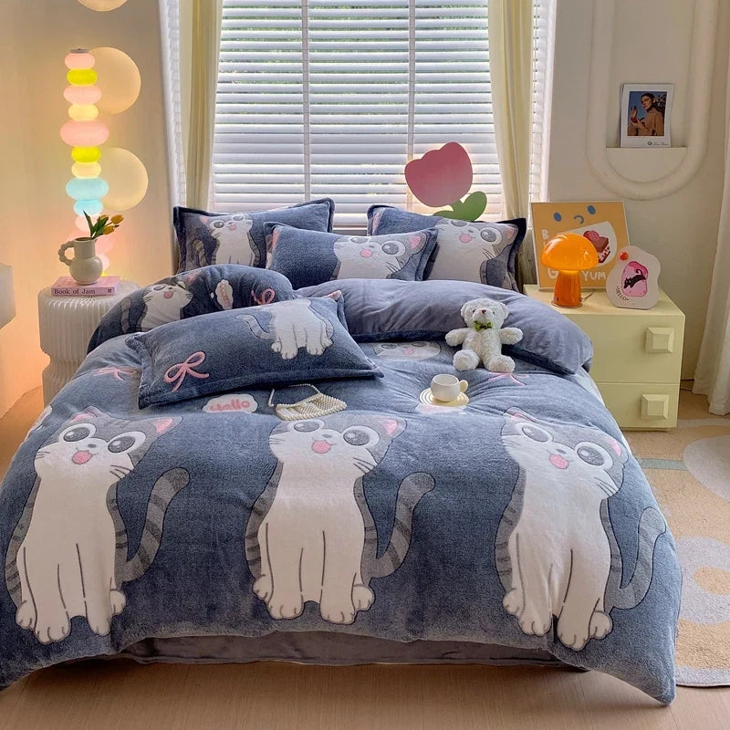 Winter Thicken Warm Short Plush Duvet Cover King Double Queen Size Double-side Coral Fleece Quilt Cover Not Including Pillowcase