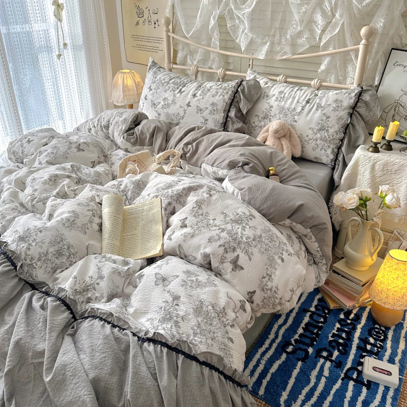 INS Princess Ruffle Printed Bedding Set