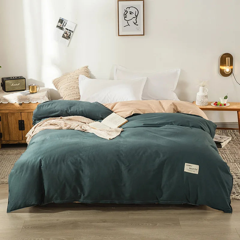 1PC Cotton Single Double Quilt Cover Simple Solid Color Korean Version Duvet Covers Skin Friendly Bedding Comforters Covers
