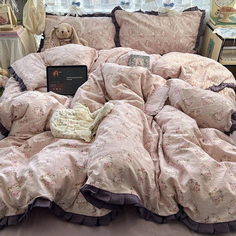 Korean Style Lace Ruffle Bedding Set