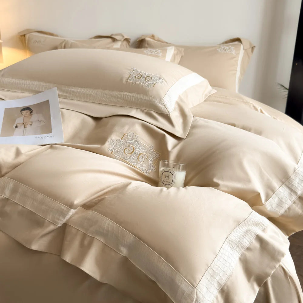 High Quality Long Staple Cotton Embroidery 4 Piece Bedding Set