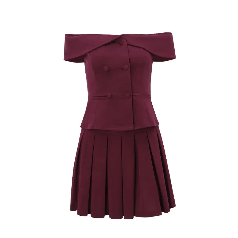 Dorothy Strapless Mini Pleated Set