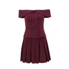 Dorothy Strapless Mini Pleated Set