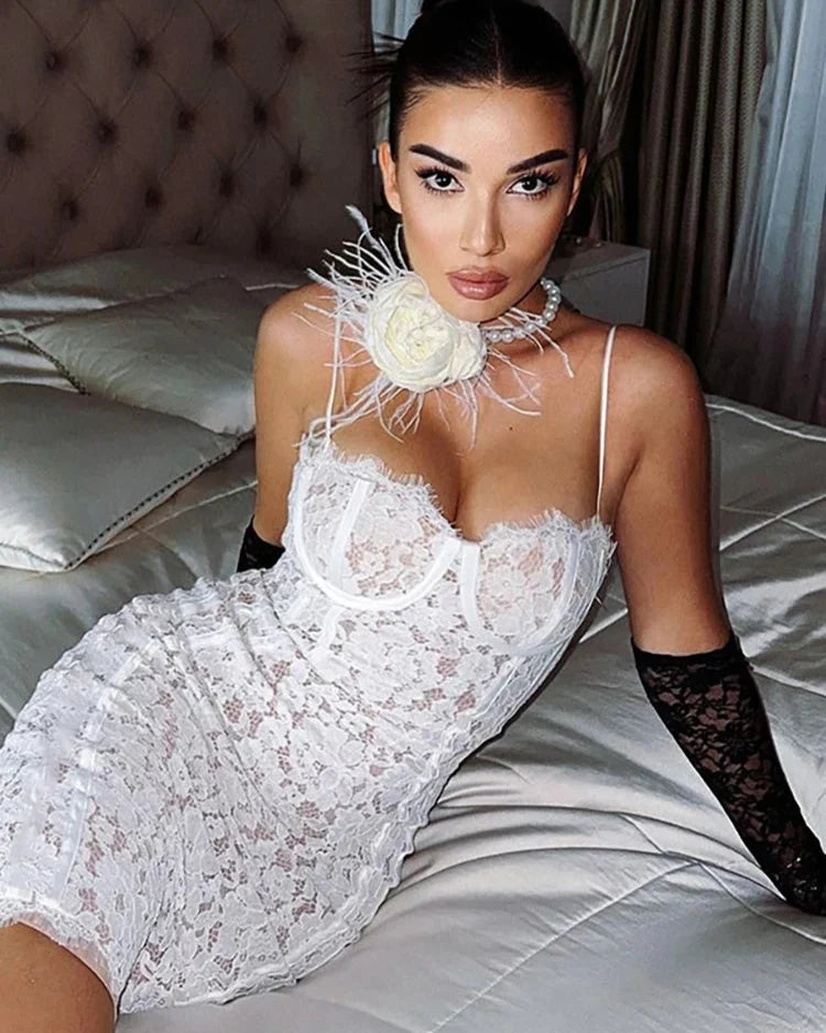 Callie Lace Strap Mini Dress