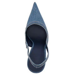 Blue denim Pointed-toe Super high Heel