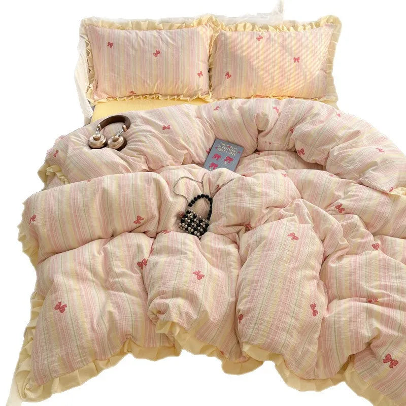 2025 Washed 4PCS Duvet Cover Set All Seasons Bedding Set