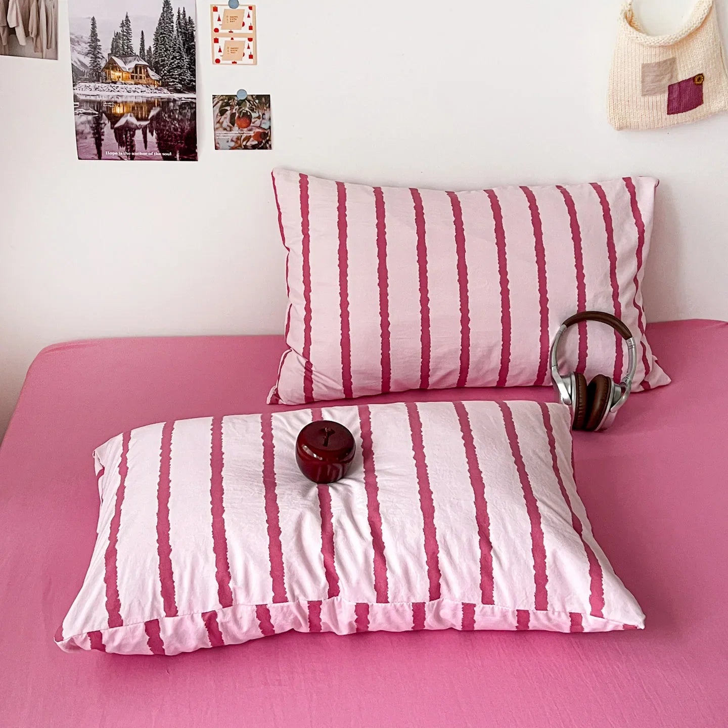 INS Pink Stripe Series Soft Bedding Set