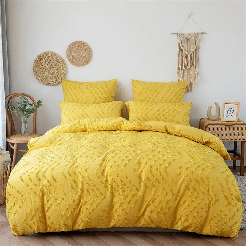 2pcs/3pcs Wave Tufted Design Duvet Cover Set for All Seasons Queen Size Comfortable Soft Comforter Cover Bedding Set