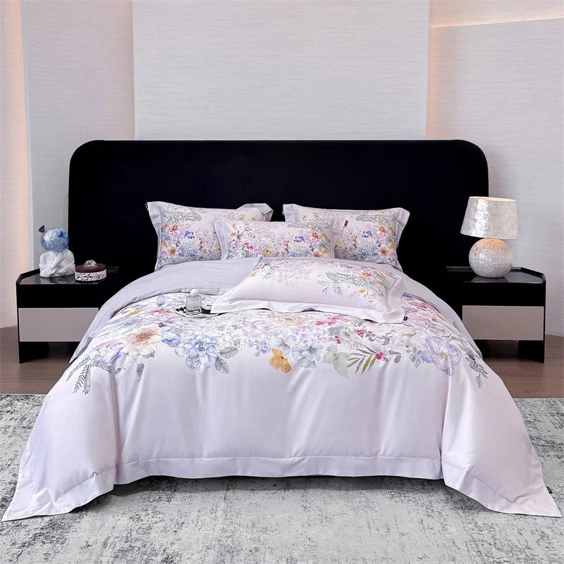 600TC Egyptian Cotton Luxury Botanical Floral Print Bedding Set