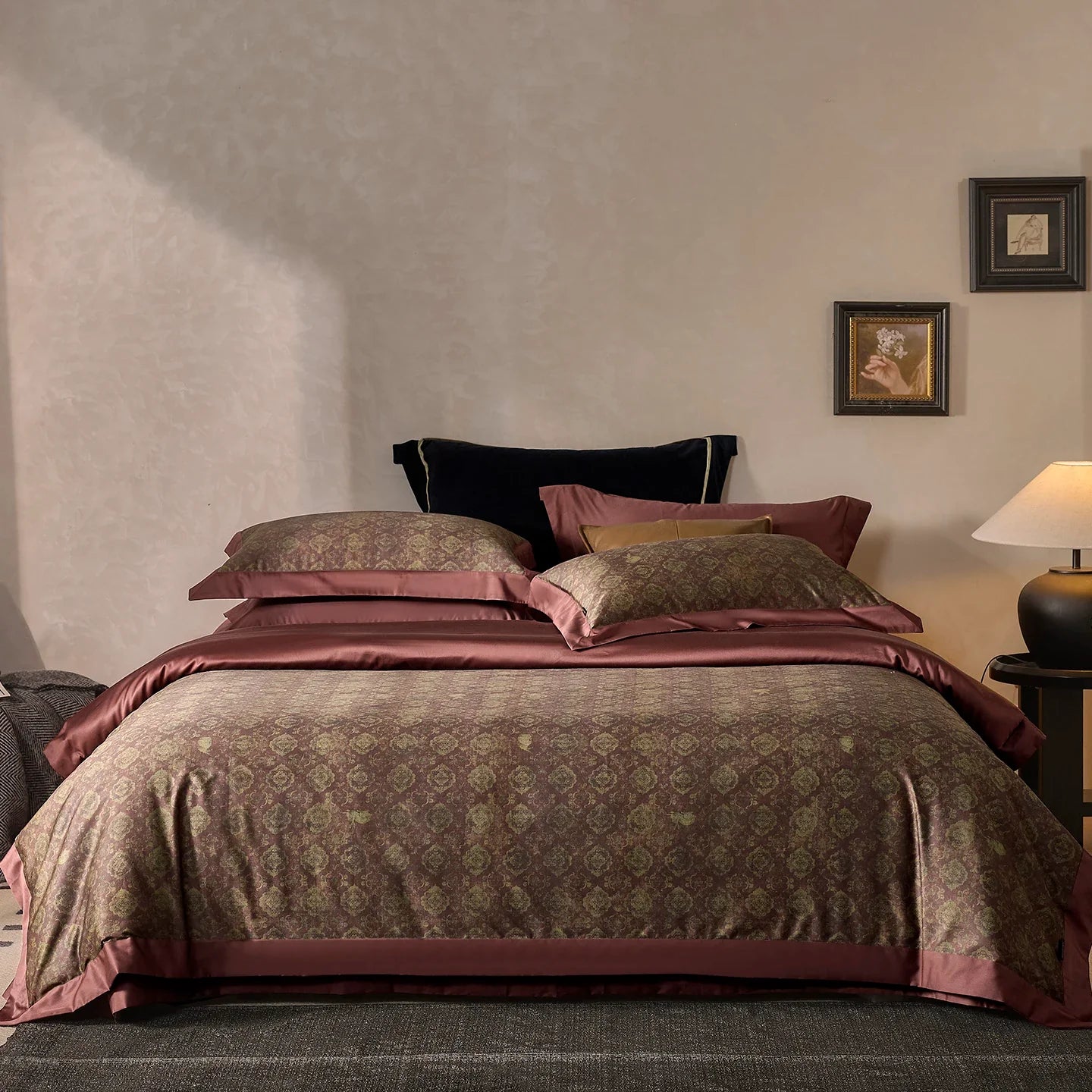 1000TC Egyptian Cotton Vintage Baroque Floral Print Luxury Bedding Set