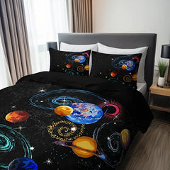 Universe Duvet Set with Pillowcase Planet Galaxy Printed Boys Girls Custom Made Digital Printed 3-Piece No Bed Sheet Bedding Set
