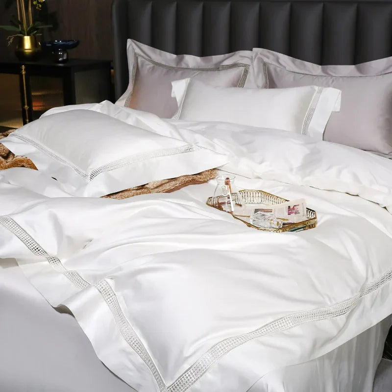 Premium 1000TC Egyptian Cotton Hollow Wide Edge Hotel Style Luxury Bedding Set