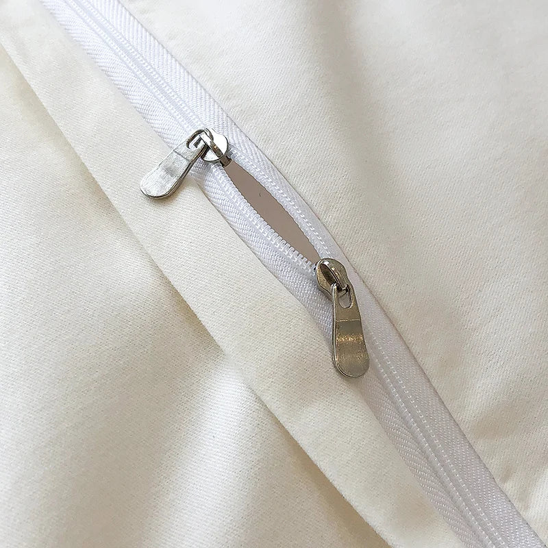 100% Cotton Thickened Brushed Fabric Simple Embroidery Bedding Set