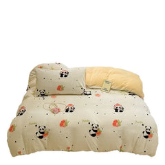 Cute Cartoon Winter Warm Quilt Cover Set Queen Bedding Set