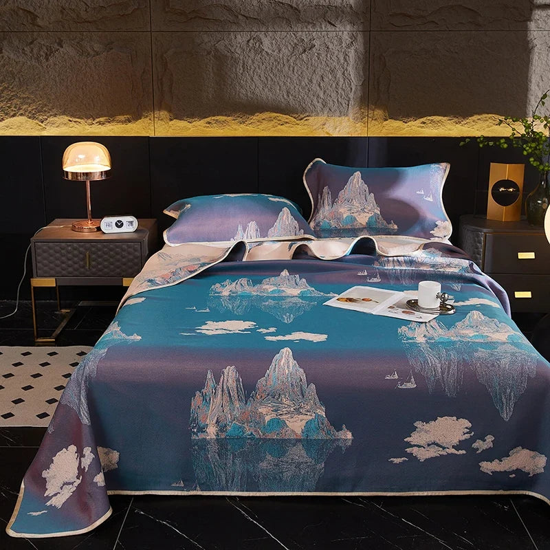 Ultra Soft Breathable Lyocell Cotton Elegant Jacquard Woven Bedspread Blend Cooling Blanket  Bed Sheet