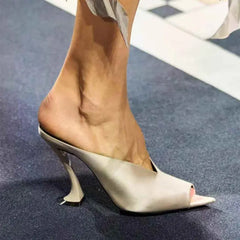 fish mouth slim fit high-heeled slippers