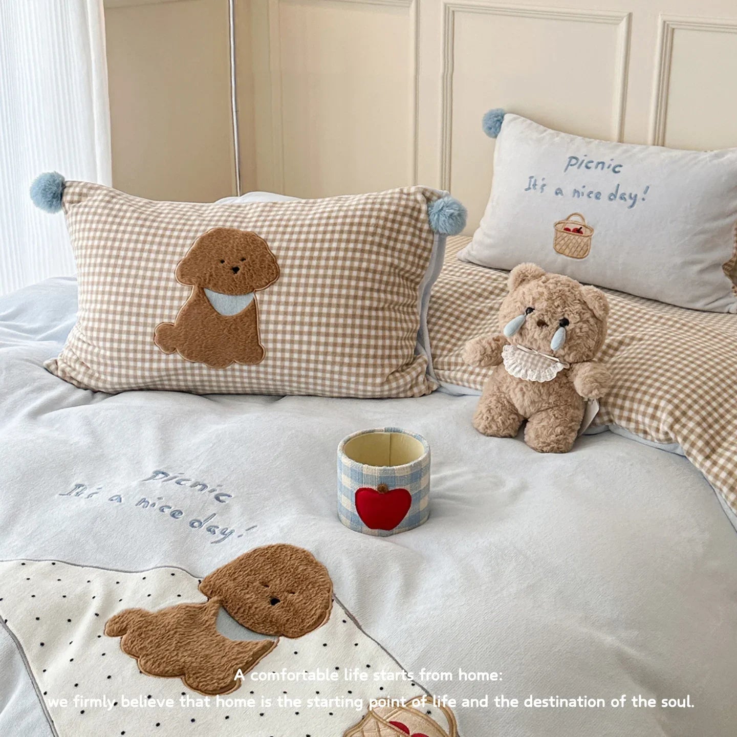 Milk Velvet Autumn Winter Warm Bedding Set