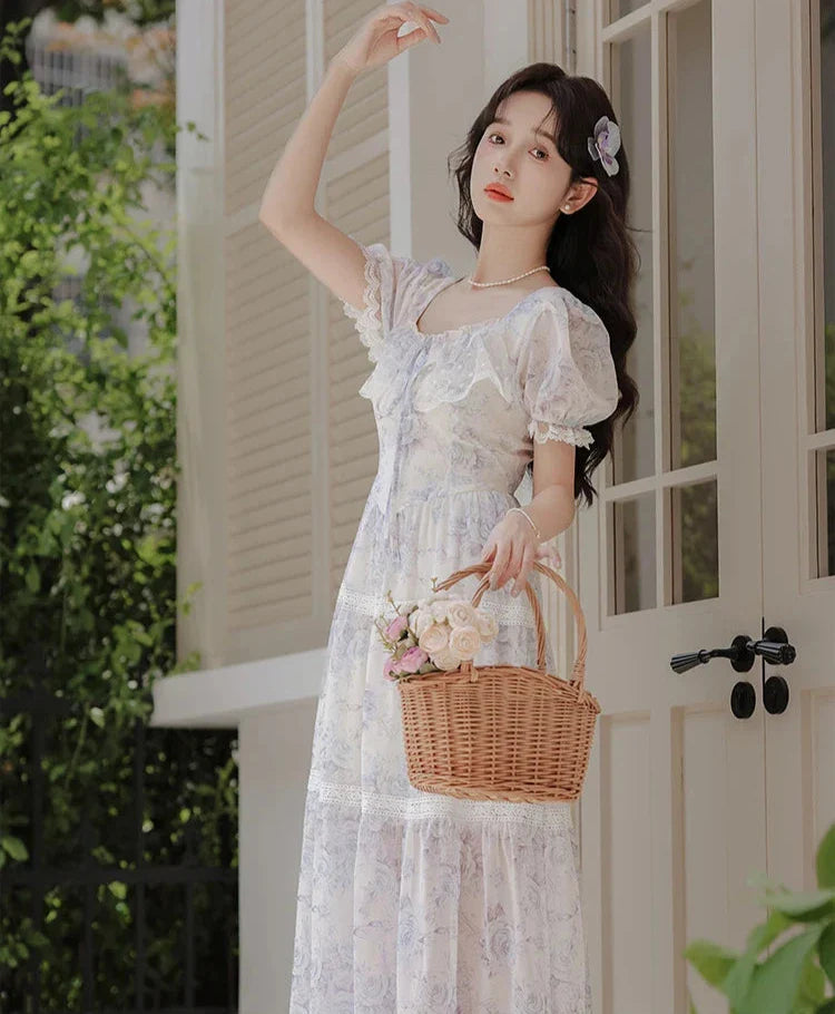 Lily-Blue Rose Cottagecore Princess Dress