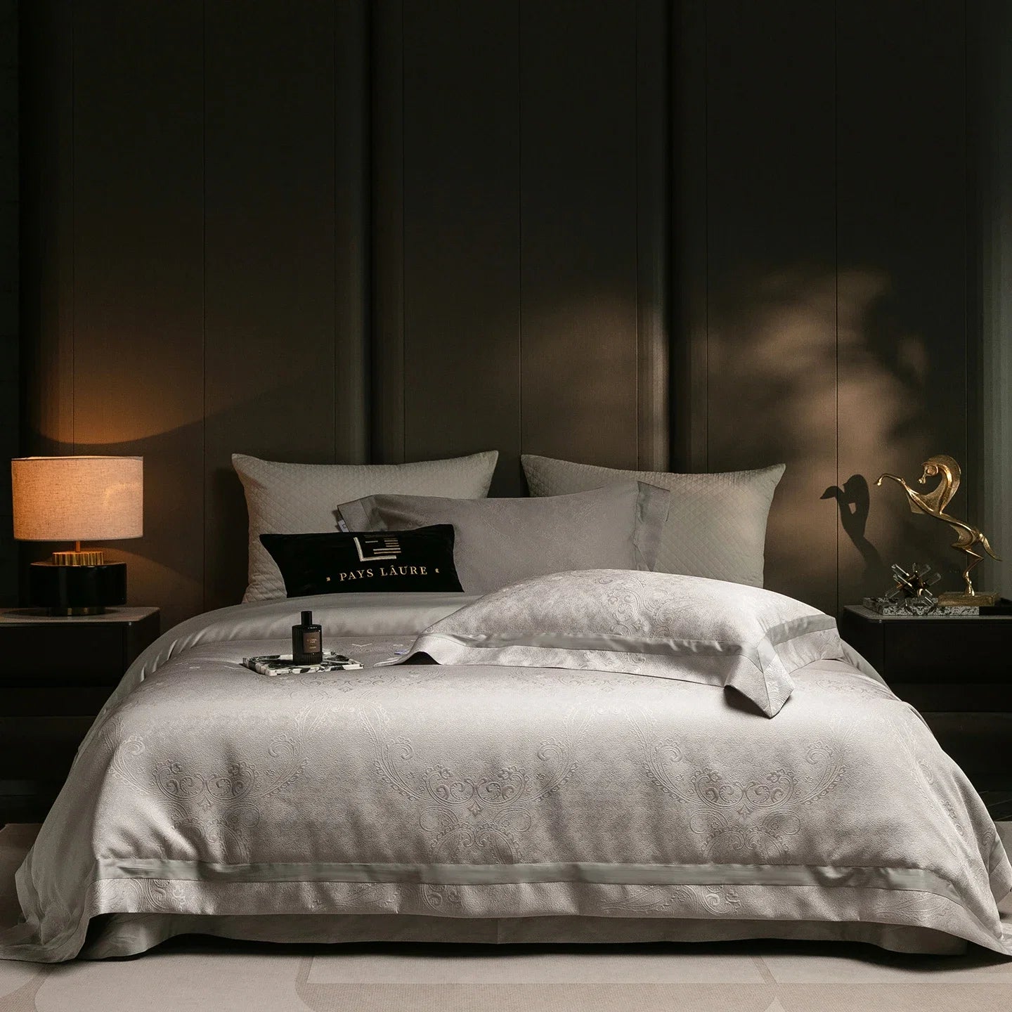 Thick Woven Embossed Jacquard Lyocell Cotton Bedding Set, Soft Silky Duvet Cover Set, Pillowcases, Bed Sheet/Fitted Sheet, 4Pcs