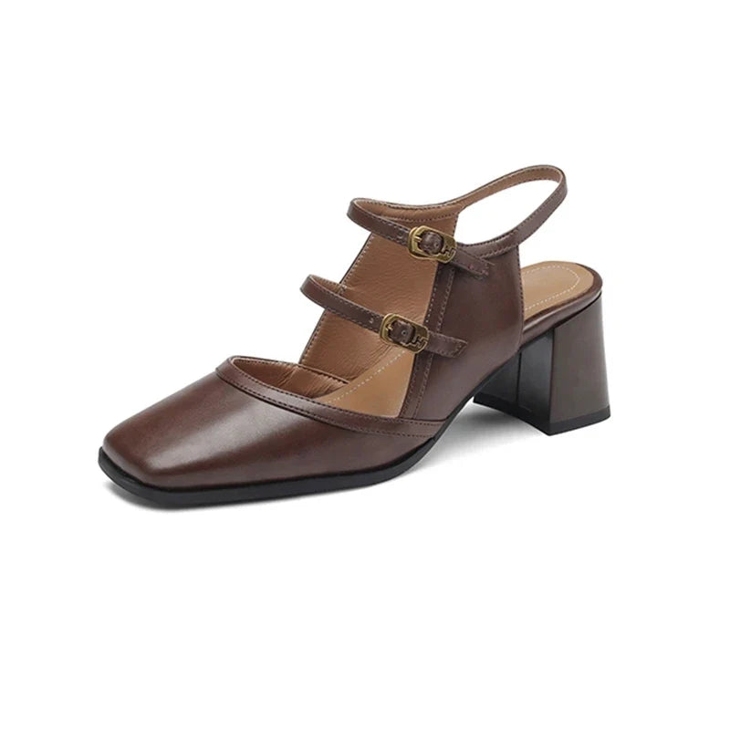 and cowhide thick Heel