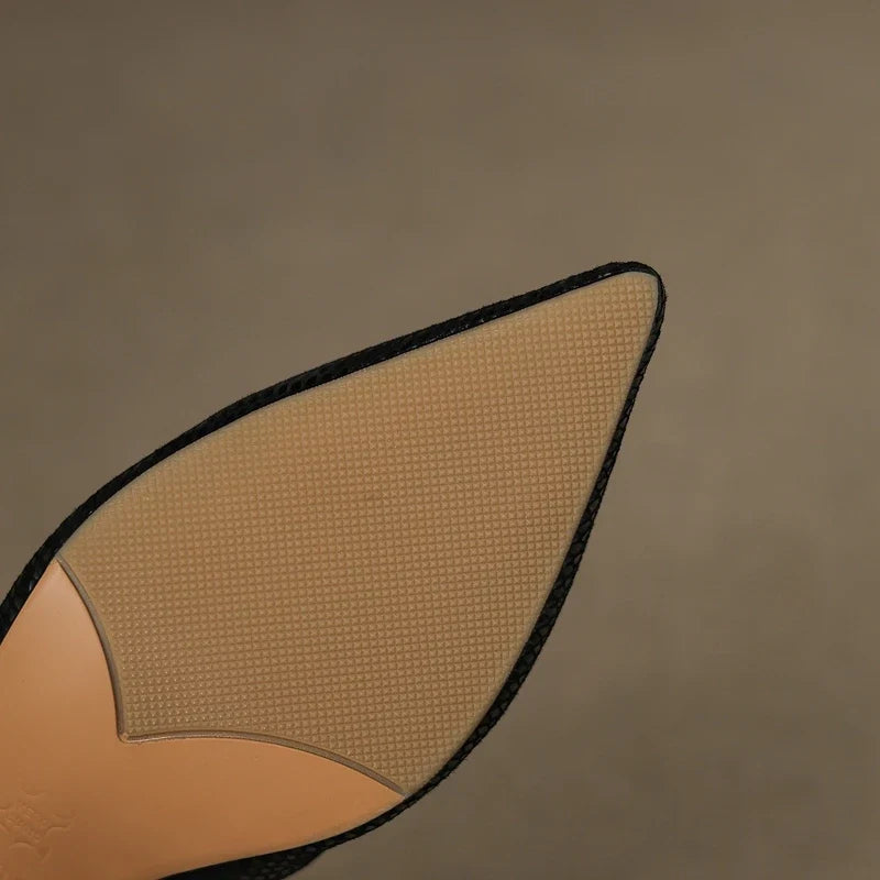 snake patterned sheepskin pointed thin Heel