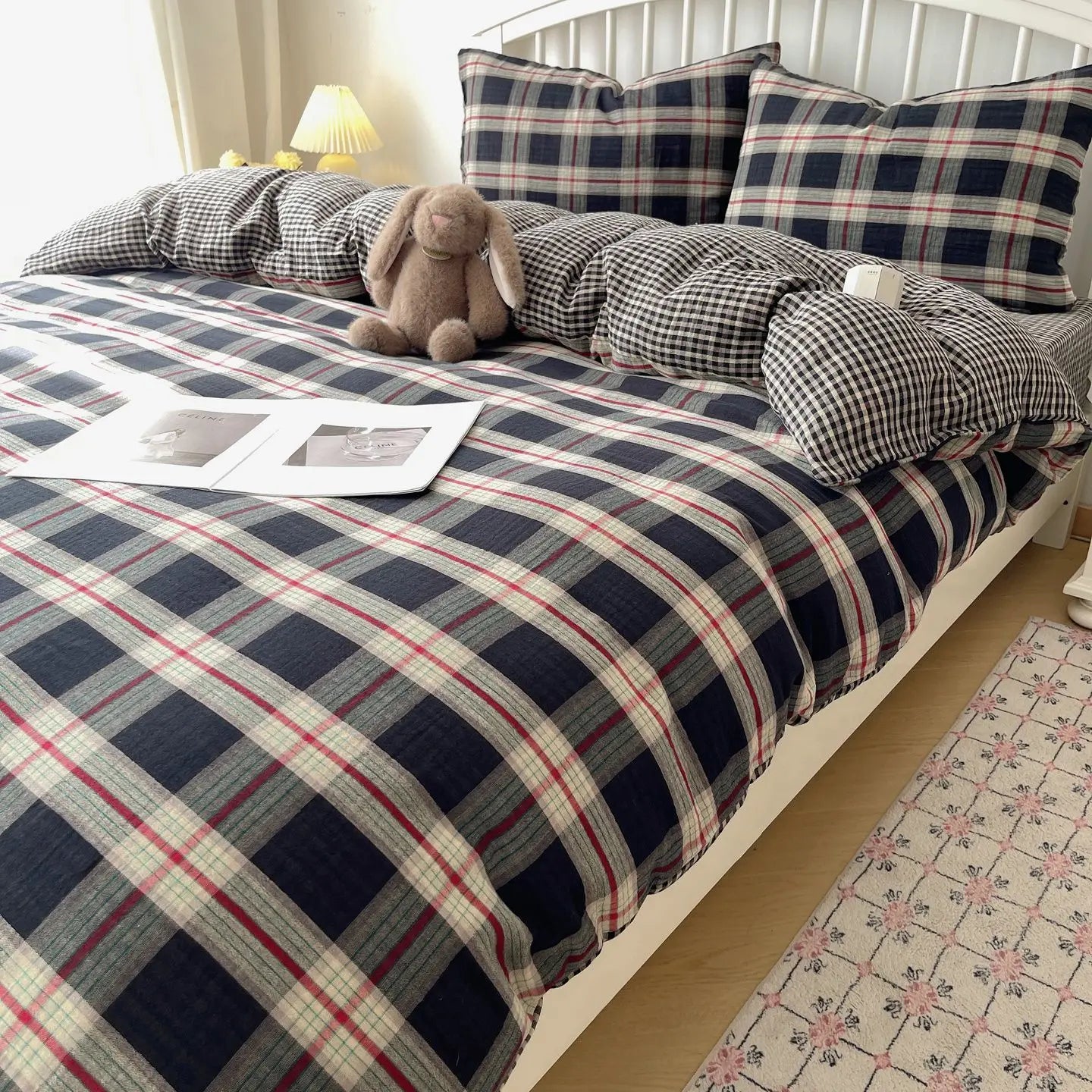 Ins Duvet Cover Set Green Strip Twin Queen Size Girls Boys Flat Sheet Pillowcase No Filler Fashion Home Hotel Bedding Set
