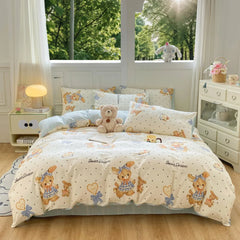 Cotton 4 Piece Bed Set Soft Breathable Bedding