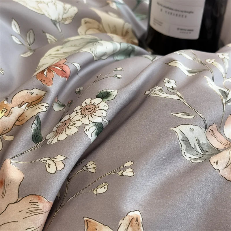 1000TC Egyptian Cotton Flowers Print Luxury Digital Printing Bedding Set