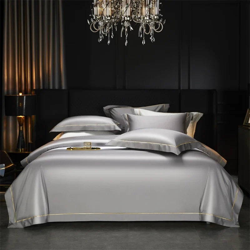 1000TC Egyptian Cotton Luxury Embroidery Solid Color Hotel Style Bedding Set
