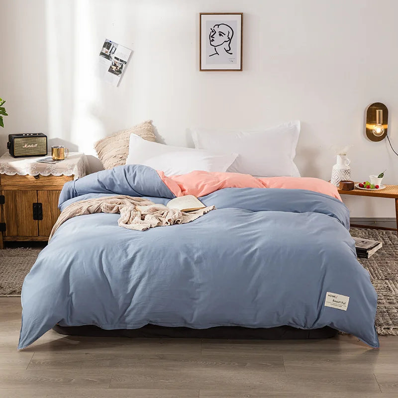 1PC Cotton Single Double Quilt Cover Simple Solid Color Korean Version Duvet Covers Skin Friendly Bedding Comforters Covers