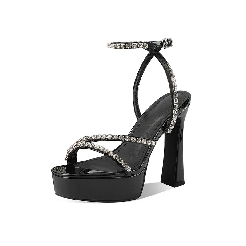 Crystal Embellished Patent Leather Sandals