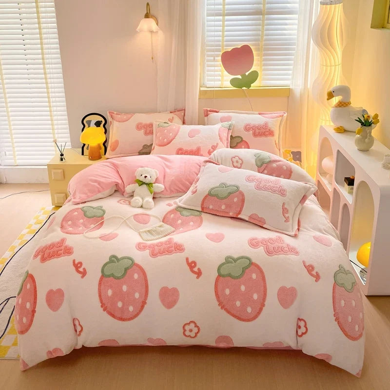 Winter Thicken Warm Short Plush Duvet Cover King Double Queen Size Double-side Coral Fleece Quilt Cover Not Including Pillowcase