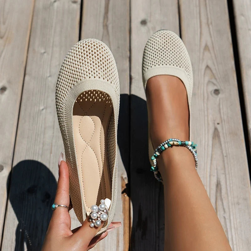 Flat Sole Single Shoe Spring/summer/autumn Mesh Fabric Shallow Mouth Soft Sole Breathable Loafers