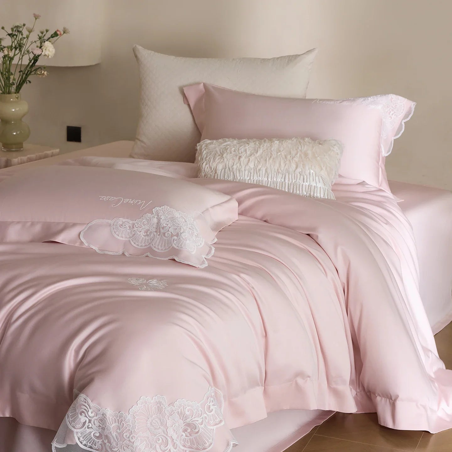 Elegant Lace Embroidery Luxury Bedding Set