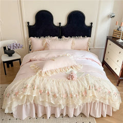 4Pcs Princess Wedding Bedding Set