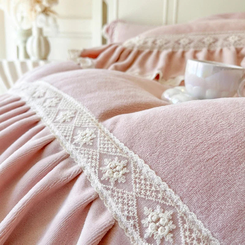 Milk Velvet Winter Warm Thickened Princess Bedding Set