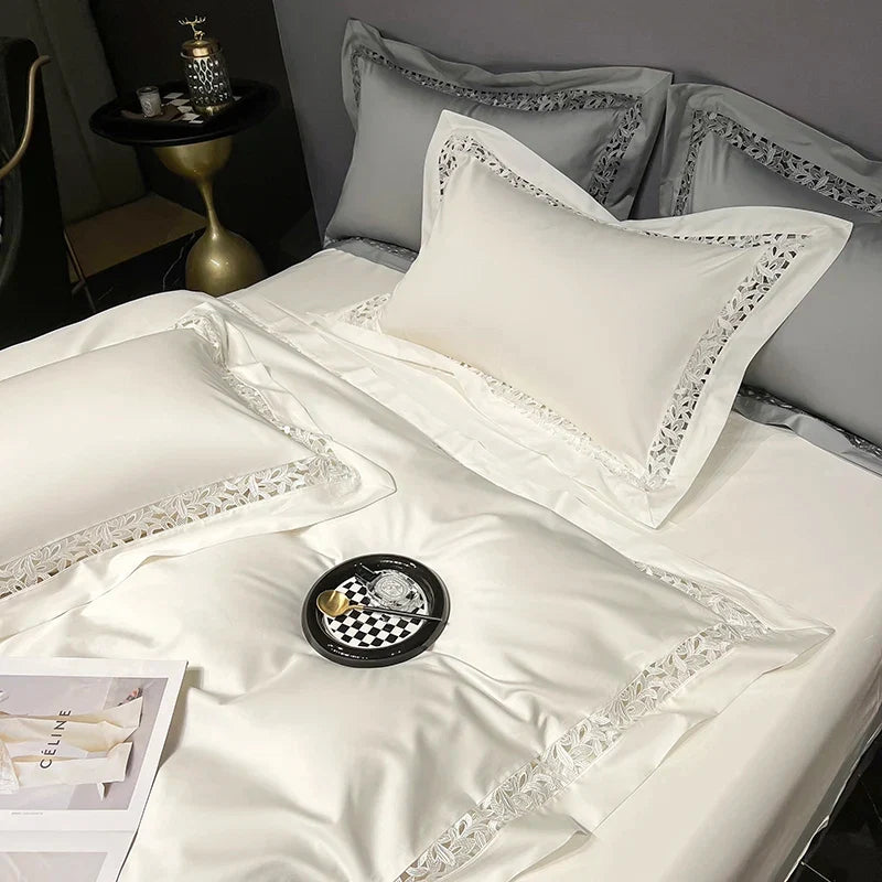 Premium 1200TC Egyptian Cotton Hollow Wide Edge Luxury Bedding Set