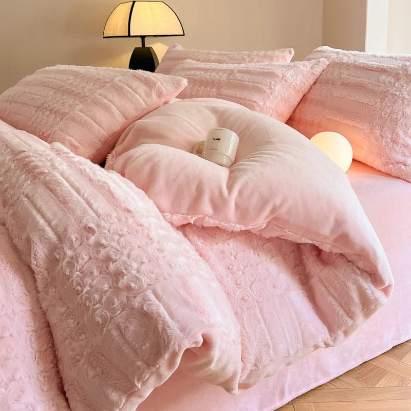 Luxury Faux Rabbit Velvet Bedding Sets