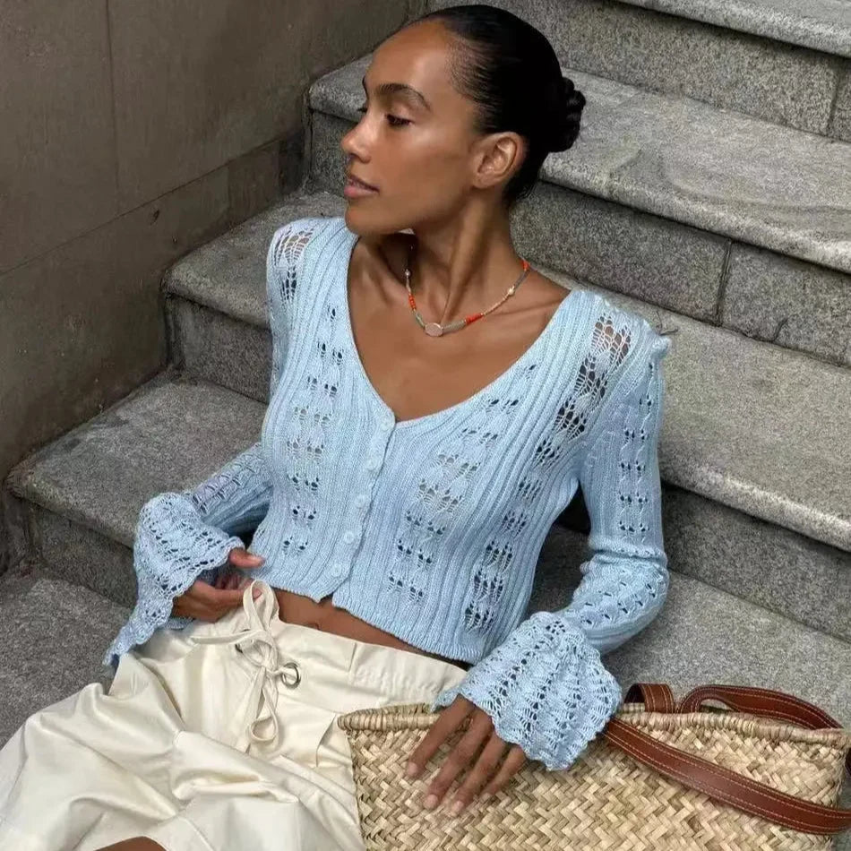 Coasting Through Hollow Out Knitted Cardigan